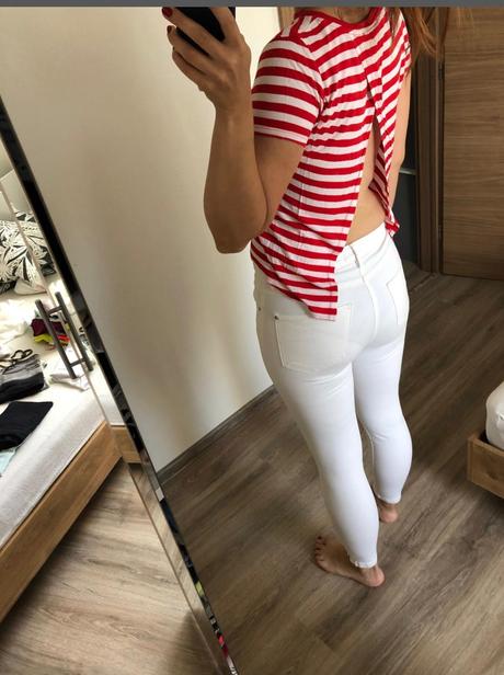 Červeno biele pásikavé tričko xs, atmosphere,xs