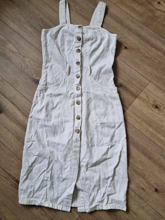 1x oblečené krémové rifľové šaty reserved 38, reserved,38