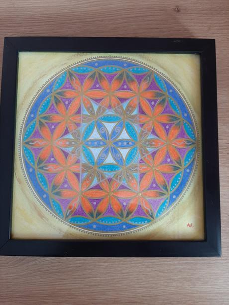 Mandala kvet života v rámčeku, 