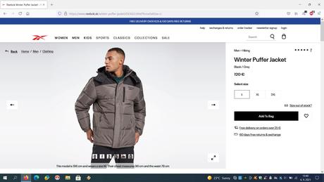 Zimná bunda reebok, zimná bunda spyder x reebok, reebok,l