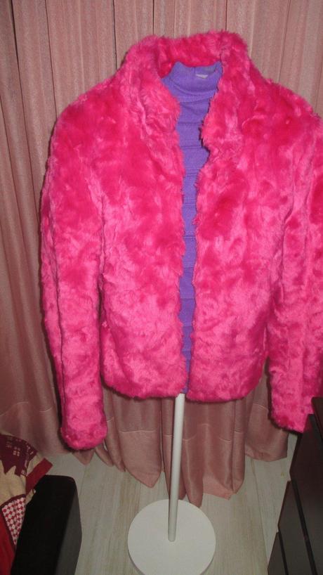 Cukríkovoružový kožuch h&m, h&m,s
