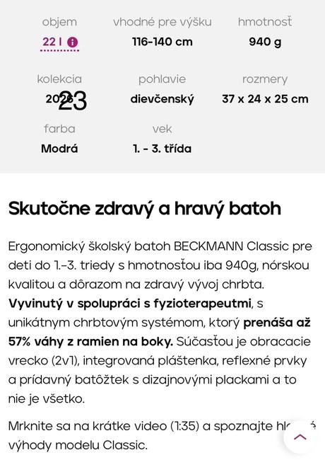 Školská taška beckmann s peračnikom, 