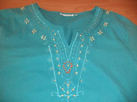 Letna tyrkysova bluzka s kratkym rukavom, xxl