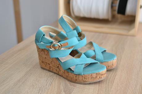 Tyrkysové korkové sandále 36, 36