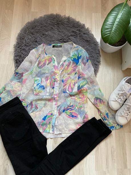 Transparentná farebna bluzka, s