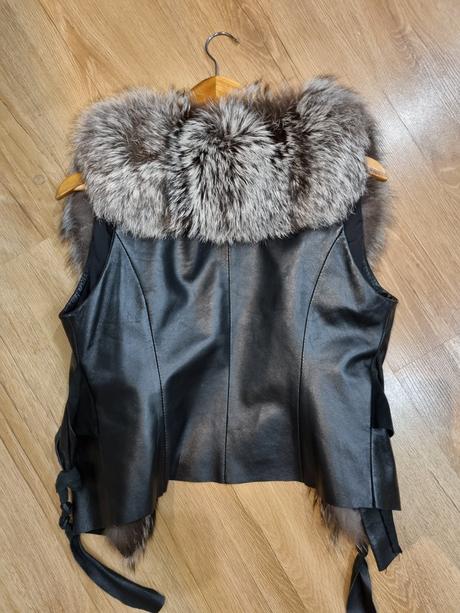 Kožená liska vesta na kozenku, xs