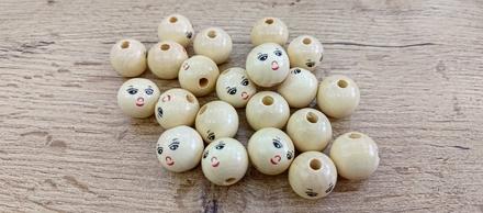 Korálka drevená - 18 mm - tvárička, 