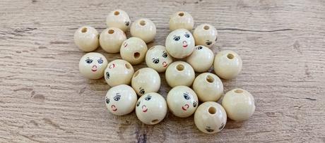 Korálka drevená - 18 mm - tvárička, 
