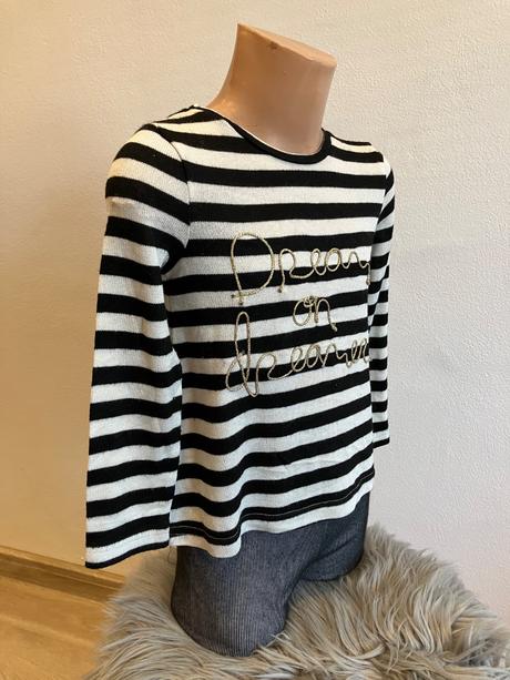 Dievčenský pásikavý sveter s nápisom h&m (2-4 r.), h&m,98