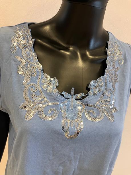 Dámske modré tričko s flitrami veľk.44-46, bonprix,xxl