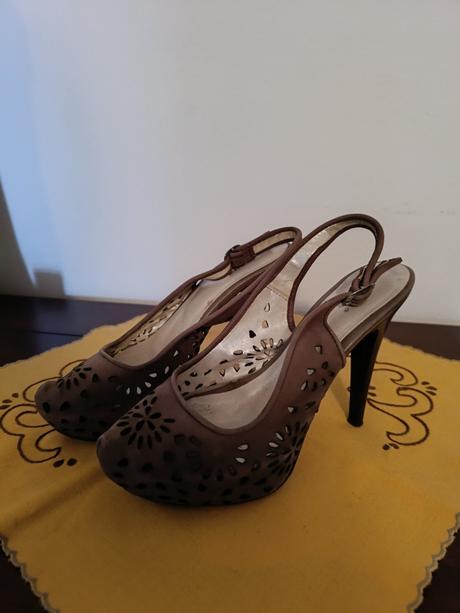 Hnedé kožené lodičky, 37