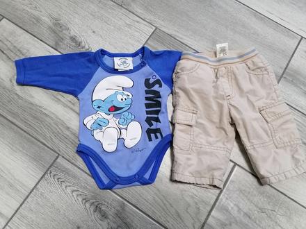 Body šmolko 56 + oteplené nohavice 0/3, old navy,56