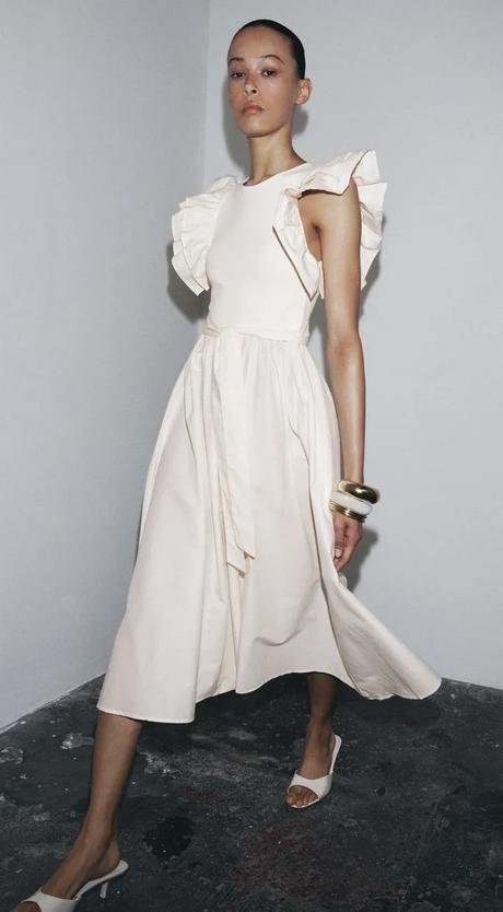 Kombinované šaty s volánmi, zara,m