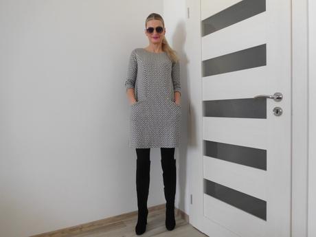 Šaty úpletové jemné kocky, s/m, s