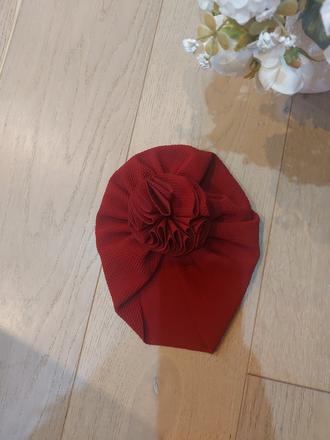 Turbanova čiapka- vinovo červená, 86