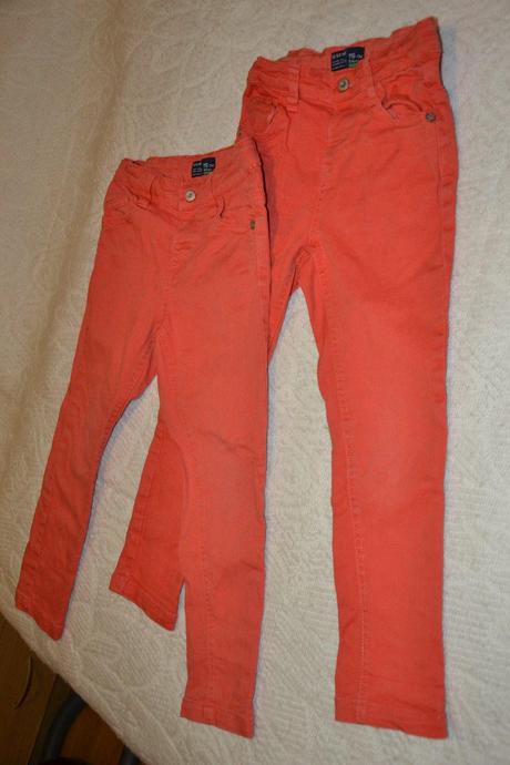 Nádherné cerveno-oranžové rifle unisex na 5-8r., reserved,122