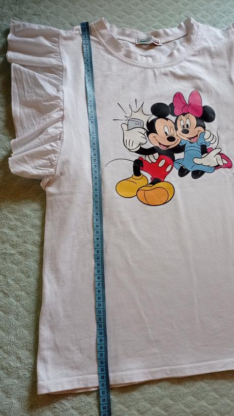 Biele tričko mickey a minnie s volanom, s