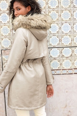 Béžový zimný kabát, next,42 / xl