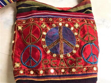 Ľanová etno taška peace,