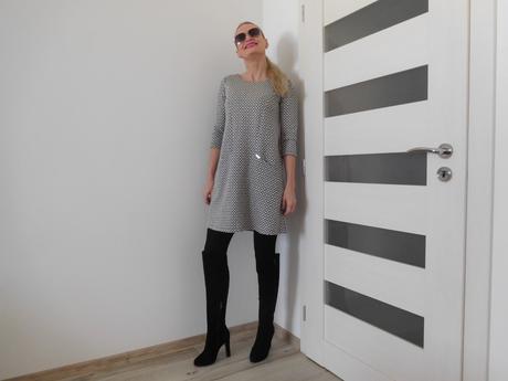 Šaty úpletové jemné kocky, s/m, s