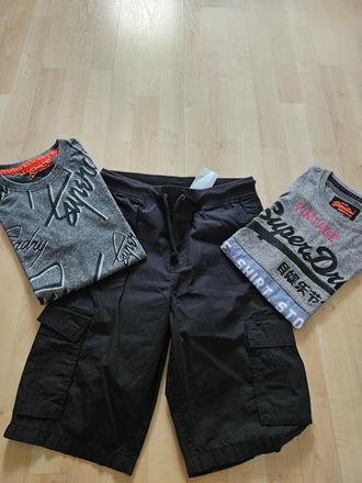 Nenosené kraťasy + 2 tričká, h&m,170