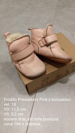 Froddo prewalkers pink s kožušinou, veľ. 18, froddo,18