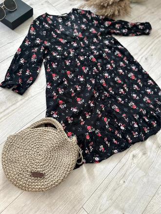 Bavlnené oversize šaty s kvetmi l 40,, l