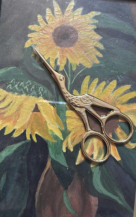 Vintage nožnice jemne zlaté 12 cm, 