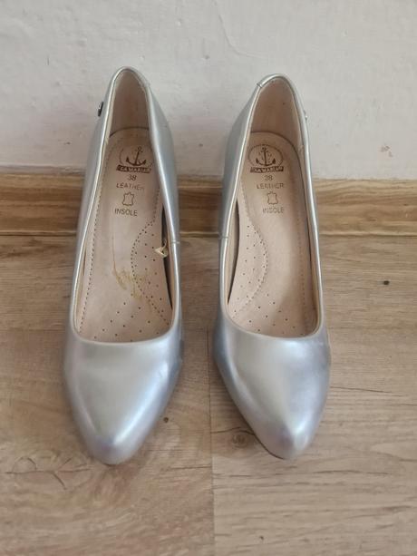 Lodičky la maria - metalické strieborné, 38