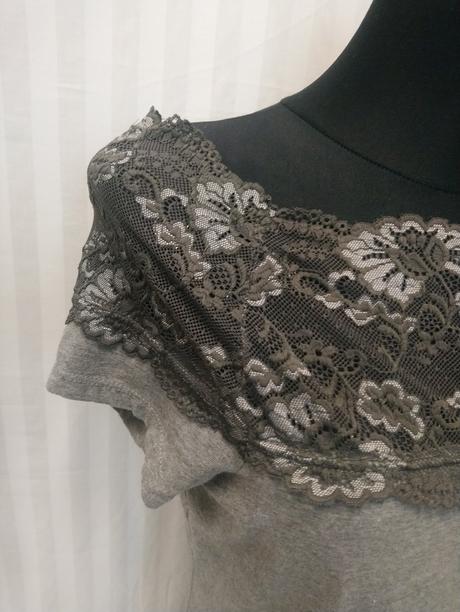 Dámsky sivý elastický top s čipkou, h&m, l, h&m,l