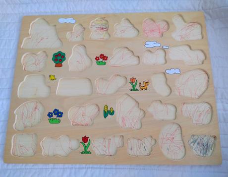 Veľké drevené vkladacie puzzle farma (25 dielikov),