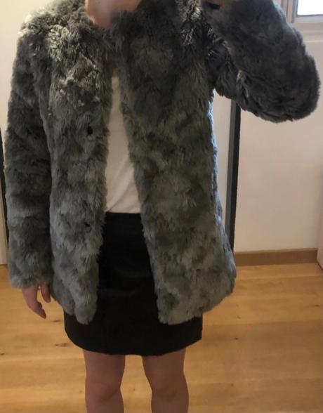 Šedý umelý kožuch h&m, xxs/xs, h&m,xs