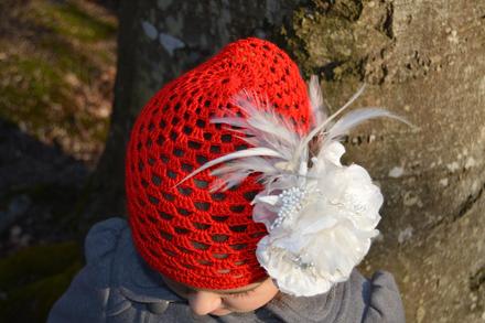 Háčkovaná čiapočka s kvetom, 50 - 158