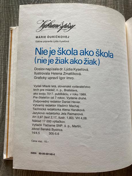 Nie je škola ako škola m. ďuríčková (1989), 