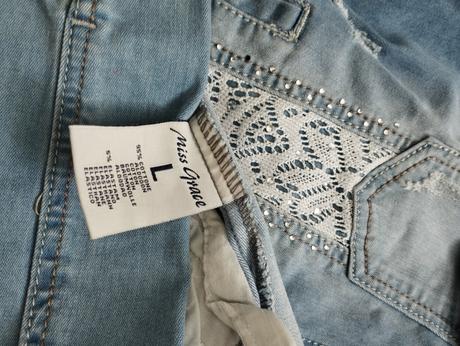 Štýlová riflová bunda s čipkou nová, m