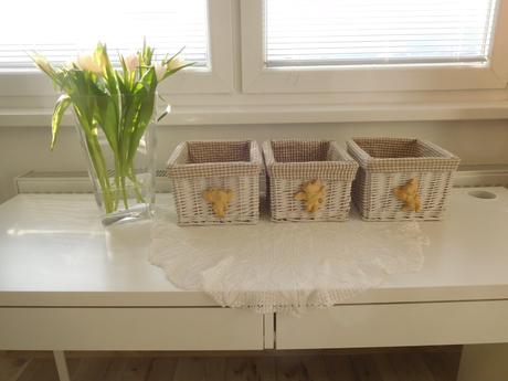 Košík prútený 3 kusy, bavlnené vnútro, 