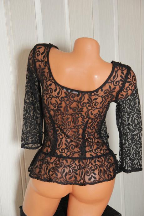 Čierny čipkovaný top s, s