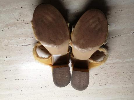 Horčicové semišové sľapky, 36