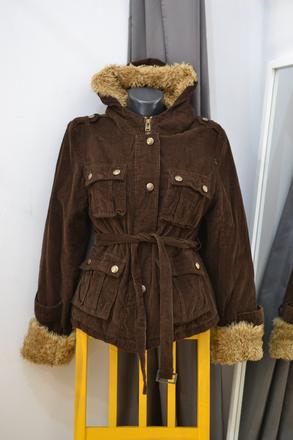 Hnedá menčestrová bunda 36, 36