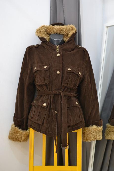 Hnedá menčestrová bunda 36, 36