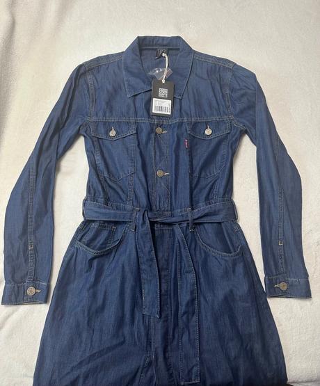 Džínsové dlhé šaty s opaskom zn. uncs, m / s