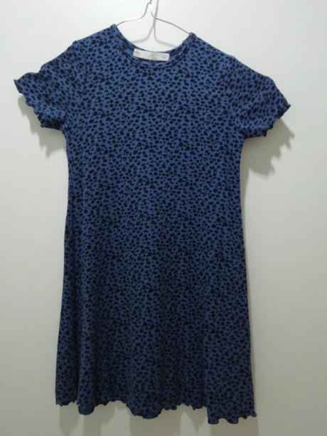 Bavlnené modré vrúbkované šaty, marks & spencer,116