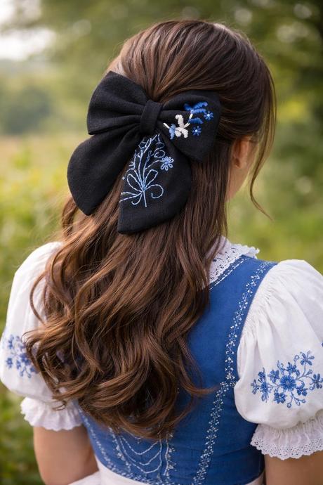 Ručne vyšívaná mašla do vlasov, 