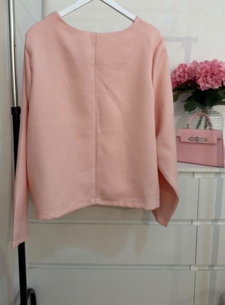 Ružový elegantný kabátik perličkové gombíky, 4xl