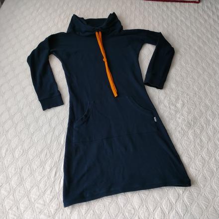 Slow fashion buga mikinové modré šaty s/xs, s