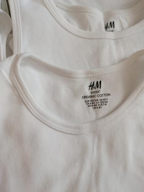 5x biele tielko h&m -122/128, h&m,122