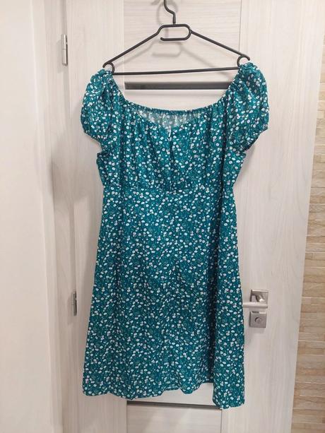 Krásne petrolejové kvetované šaty shein 1xl, xxxl