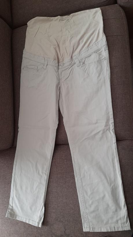 Tehotenské 7/8 krémové nohavice, h&m,40