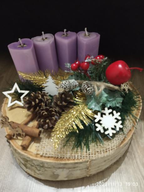 Adventna dekorácia na stôl 4xsviečky, 