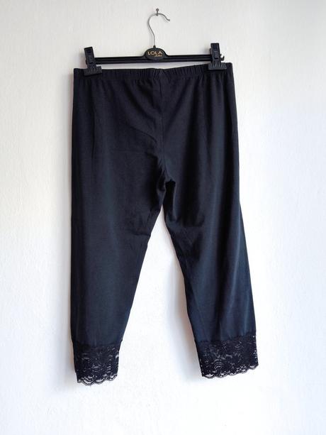 Čierne 3/4 legíny s čipkou, xxxl